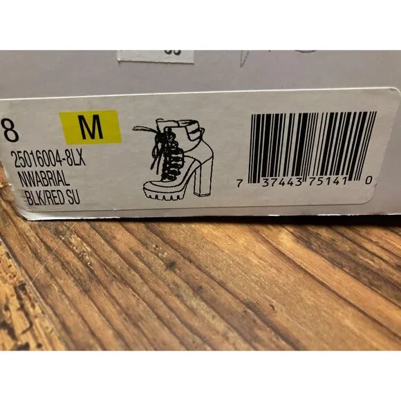 Nine West Boots Suede Black & Red Plaid Women's Size 8 M US New In Box - Picture 2 of 7